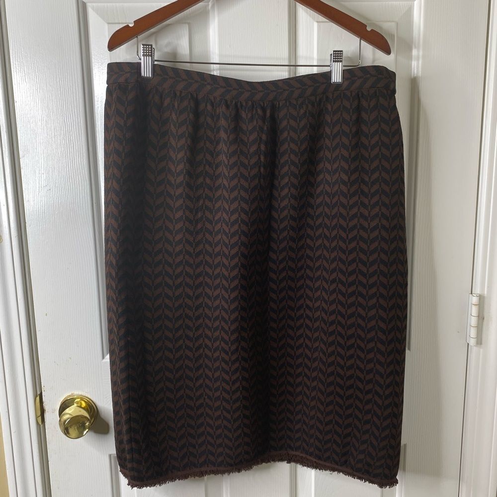Grace Dane Lewis Rayon PLUS 2X Chocolate Geometric Pull ON Pencil Skirt $88 NEW